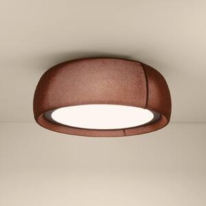 LEDS-C4 Plafonieră LED Gong, maro, 4.000 K, Ø 61,2 cm, reglabil, Maro / Rugină, Camera de zi / sufragerie, Țesătură / Textil, Modern