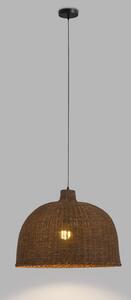 Forlight Lampă suspendată Cortic, Ø 60 cm, maro închis, rattan, reglabil, Lemn, Camera de zi / sufragerie, Lemn