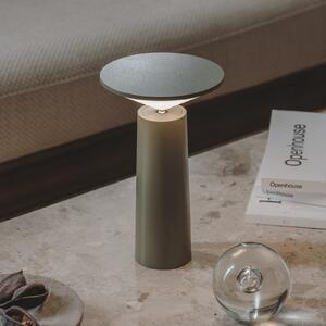 LEDS-C4 Lampă de masă LED reîncărcabilă Cocktail gri măsliniu Înălțime 21,5 cm, reglabil, Gri, Camera de zi / sufragerie, Aluminiu, Modern