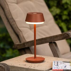 Konstsmide Lampă de masă LED reîncărcabilă Lyon, teracotă, IP54, dimabil, CCT, RGB, reglabil, Maro / Rugină, Aluminiu, Modern