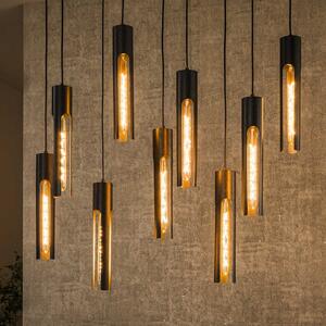 Zijlstra Lampă suspendată tub, negru, 100 x 18 cm, metal, 9 becuri, reglabil, Negru, Camera de zi / sufragerie, Metal, Modern