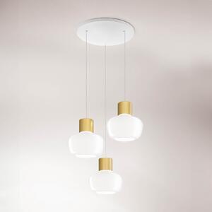 Fabas Luce Lampă suspendată LED cinema, 3 becuri, rotundă, alb, sticlă, dimabil, reglabil, Alb, Camera de zi / sufragerie, Sticlă