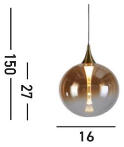 Lampă suspendată LED Alchemy, 1 bec, negru, chihlimbar, sticlă