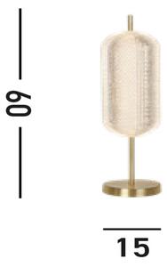 Lampă de masă Capsule LED, culoarea alamei, fier, acrilic