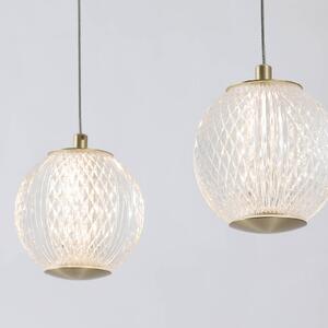 Searchlight Lampă suspendată LED Allure, 5 becuri, lungă, culoare alamă, acrilic, reglabil, Auriu / Alamă, Camera de zi / sufragerie, Metal