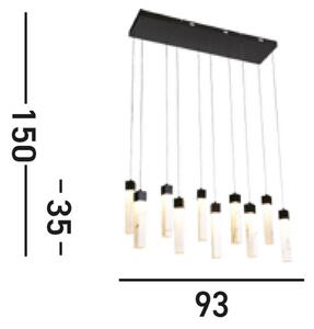 Lampă suspendată LED Moonbeam, 10 becuri, negru, alb, metal