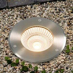 Arcchio Spot de podea încastrat cu LED Thentos, Ø 18 cm, 60°, nichel, IP67, Metalic, Oțel inoxidabil