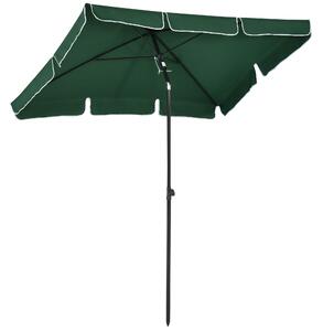 Outsunny Umbrelă pentru Grădină Dreptunghiulară, cu Inclinare Reglabilă și Stâlp din Aluminiu, 2x2.4m, Verde/Negru | Aosom Romania