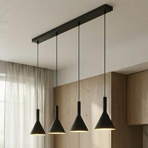 Arcchio lampă suspendată Tadej, 4 becuri, alb-negru, metal, E27, reglabil, Negru, Camera de zi / sufragerie, Metal, Modern