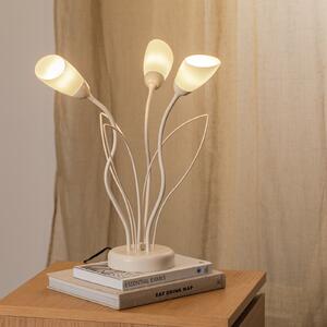 Lampa de masă Gloriosa, crem, sticlă, 3 becuri