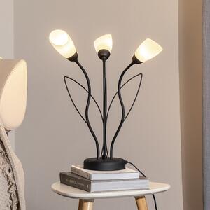 Lampa de masă Gloriosa, negru, sticlă, 3 becuri