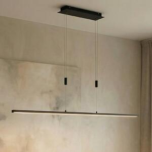 Lindby Lampă suspendată LED Arneja, negru, CCT, reglabilă pe înălțime, reglabil, Negru, Camera de zi / sufragerie, Metal, Modern