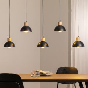 EMIBIG LIGHTING Lampă suspendată Seco, lungime 116 cm, negru, metal/lemn, 5 becuri., reglabil, Negru, Camera de zi / sufragerie, Metal