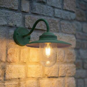 Lindby lumina de perete în aer liber Bilma, verde, sticlă, 29 cm înălțime, reglabil, Verde, Aluminiu, Modern, Felinar