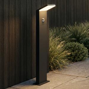 Lucande LED bornă luminoasă Nevio, senzor, 60cm, antracit, Negru, Metal, Modern