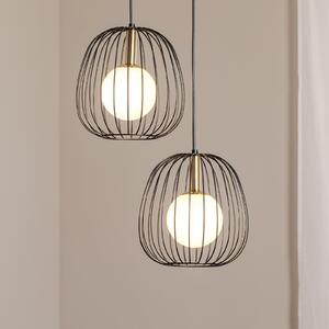 SIGMA Lampă suspendată Bell, 2 becuri, negru/auriu/alb, reglabil, Negru, Camera de zi / sufragerie, Metal, Modern