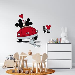 Autocolant de perete "Mickey și Minnie în mașină”