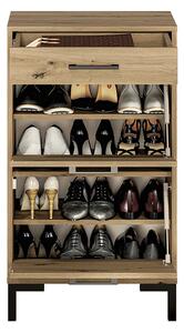 Dulap Nevio 02 pentru pantofi cu sertar 55 cm - stejar artizanal / negru