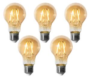 Set de 5 becuri LED E27 reglabile A60 aurii 3W 310 lm 2200K