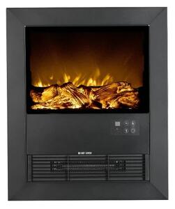Semineu electric cu mască MDF, flacără LED, bușteni decorativi, sunet lemne, termostat, timer, telecomandă, Alb