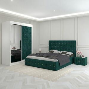 Dormitor Eric Verde Tapitat Cu Noptiere Tapitate 160x200