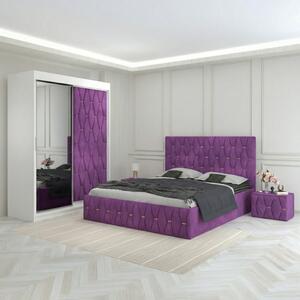 Dormitor Eric Mov Tapitat Cu Noptiere Tapitate 160x200