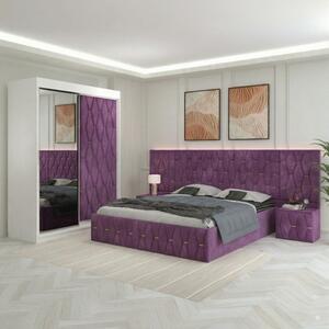 Dormitor Eric Mov Tapitat Cu Noptiere Tapitate + Extensii 160x200