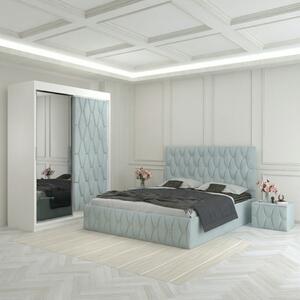 Dormitor Eric Lemon Tapitat Cu Noptiere Tapitate 160x200