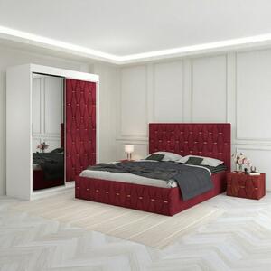 Dormitor Eric Rosu Tapitat Cu Noptiere Tapitate 160x200