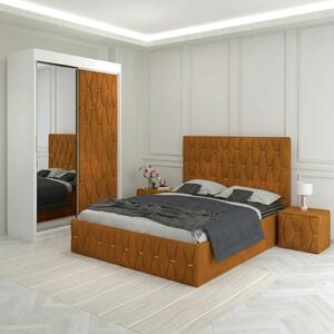 Dormitor Eric Caramiziu Tapitat Cu Noptiere Tapitate 160x200