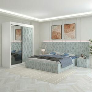 Dormitor Eric Lemon Tapitat Cu Noptiere Tapitate + Extensii 160x200