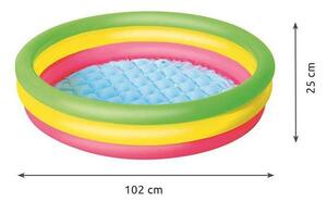 Piscina gonflabila pentru copii, 102x25cm, multicolor, 3 inele, podea moale