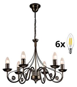 Lustră LED pe lanț Brilagi STEFANO 6xE14/40W/230V negru patină