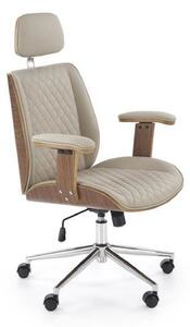 Scaun birou TIMBER, nuc/bej, piele ecologica/placaj indoit, 72x68x114/