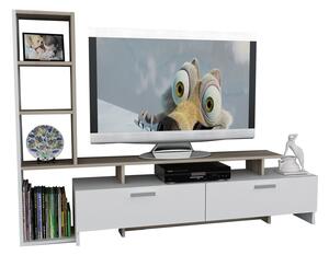 Mobilier living SIMAL, alb/stejar deschis, PAL melaminat, 2 piese