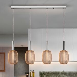 Schuller Valencia Micron LED suspendat, fascicul, cu patru lumini, crom, auriu, reglabil, Metalic, Camera de zi / sufragerie, Metal