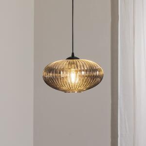 EMIBIG LIGHTING Lampă de sufragerie Coco, Ø 30 cm, negru/gri fumuriu, sticlă, reglabil, Gri, Camera de zi / sufragerie, Sticlă