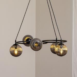 EMIBIG LIGHTING Lampă de living Libra, gri fum/negru, Ø 70 cm, 5 becuri., reglabil, Gri, Camera de zi / sufragerie, Metal, Modern