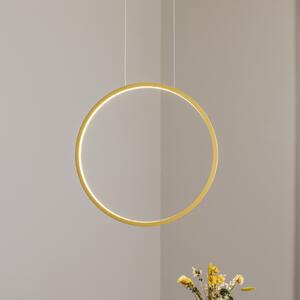 Milagro Lighting Lampă suspendată LED Saturno verticală, auriu, Ø 50 cm, metal, Auriu / Alamă, Camera de zi / sufragerie, Aluminiu, Modern