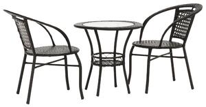 Set gradina LASAN, maro, ratan sintetic/sticla/otel, cu masuta si 2 sc
