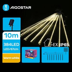 Instalație LED solară de Crăciun Aigostar 384xLED/13m IP65 alb cald