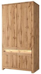 Dulap CLOVER, stejar wotan, PAL laminat, cu 4 usi, 106x60x210 cm