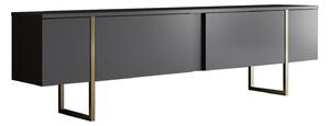 Comoda tv cu usi LUXE, gri antracit/auriu, PAL/metal, 180x50x30 cm