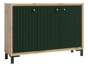 Comoda PARII PA12, stejar artisan/verde, PAL laminat, 130x37x92 cm