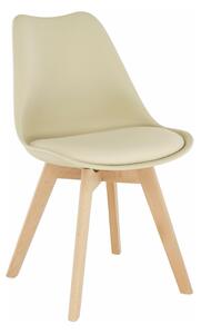 Scaun BALI 2 NEW, cappuccino vanilie/fag, piele ecologica/plastic/lemn