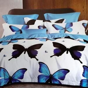Set lenjerie pat cocolino COCO16, alb/albastru, 240x240 cm, cu cearcea