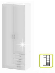 Dulap GWEN 70425, alb, PAL, cu 2 usi si 3 sertare, 78x50x200 cm