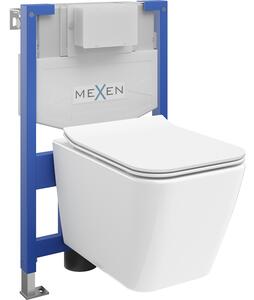 Mexen Cube set încastrat WC suport Fenix XS-F cu vas WC și capac cu închidere lentă, alb lucios - 68030924000