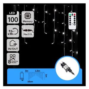 Aigostar - Ghirlandă LED de exterior pentru Crăciun 100 LED/6W/230V/8 funcții 1,5 x 1 m IP44 alb rece + telecomandă