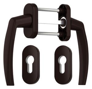 Maner usa de balcon simetrica Victory cu rozeta pentru cilindru culoare maro RAL 8077